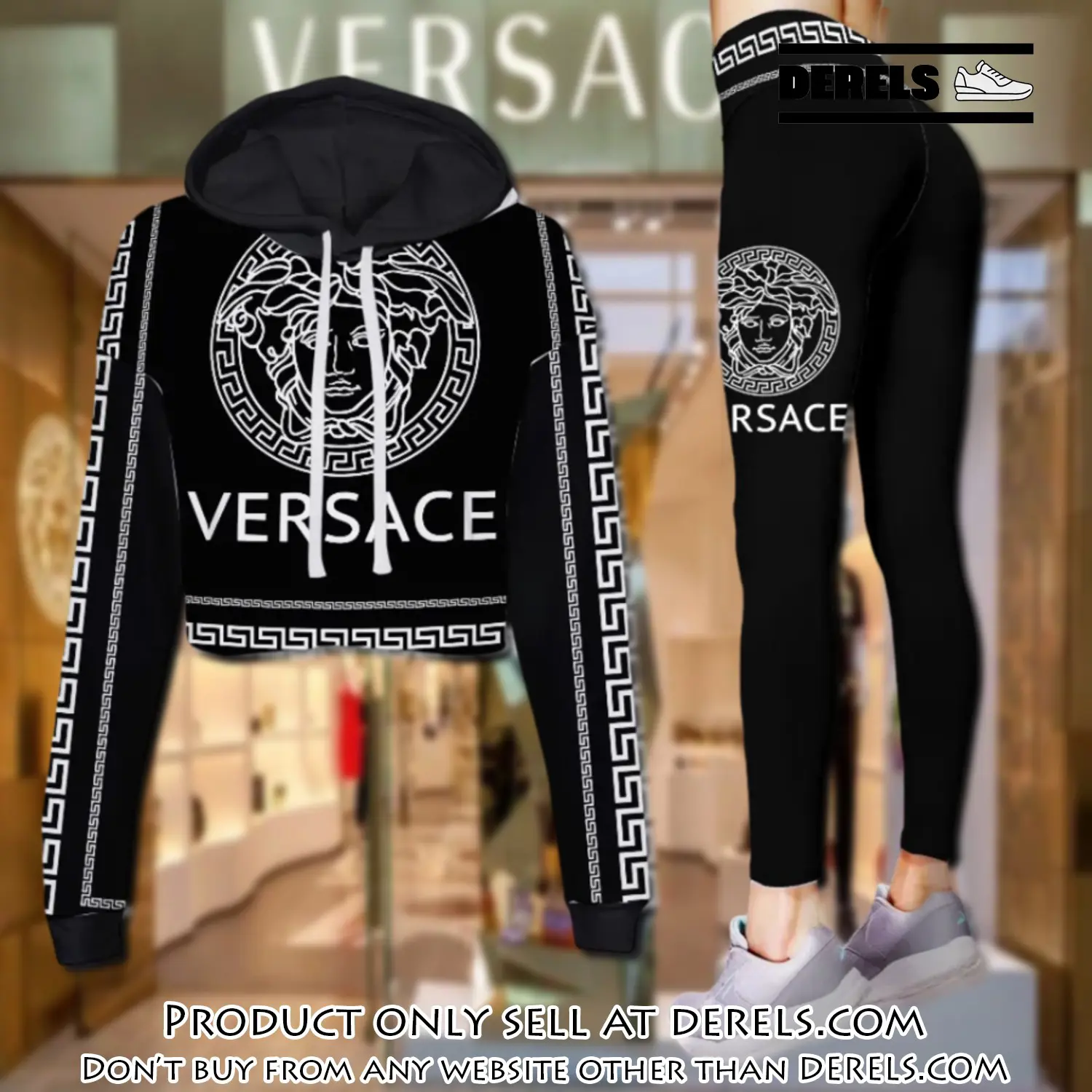 Versace medusa white logo luxury brand clothes leggings and crop top set for women dr2028637